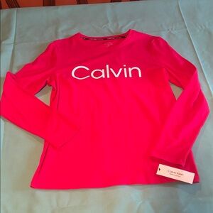 Calvin Klein Bright Pink Logo Long Sleeve Tee